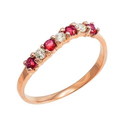Kleine Schätze - Damen Ring/Verlobungsring/partnerring 9 Karat Rotgold stapelbar Zirkonia Rubin Ring von Kleine Schätze