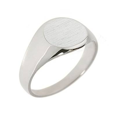 Kleine Schätze - Herren Ring/Verlobungsring/partnerring 9 Karat Weißgold Rund Gravierbare Herren Signet Siegelring Ring von Kleine Schätze