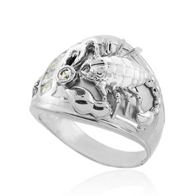 Kleine Schätze Herren Ring/Verlobungsring/partnerring 925 Sterling Silber Skorpion Zirkonia Ring von Kleine Schätze