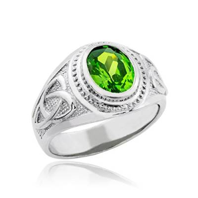 Kleine Schätze Herren Ring/Verlobungsring/partnerring 925 Sterling Silber keltisch Smaragd grün Zirkonia Ring von Kleine Schätze
