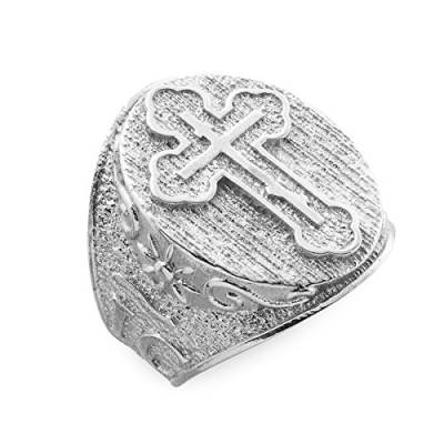 Kleine Schätze Herren Ring/Verlobungsring/partnerring 925 Sterling Silber östlichen orthodoxen Kreuz Ring von Kleine Schätze