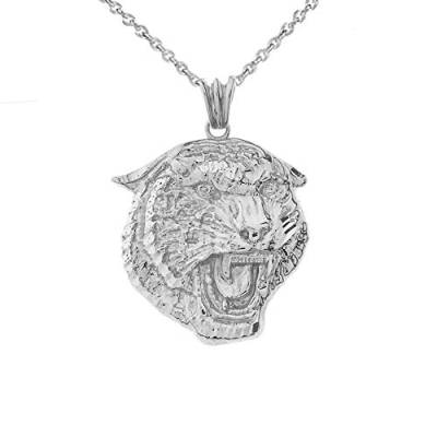 Kleine Schätze Jaguar Anhänger Halskette in Sterling Silber (Medium) (Verfügbare Kettenlänge 40 cm - 45CM - 50CM- 55CM) von Kleine Schätze