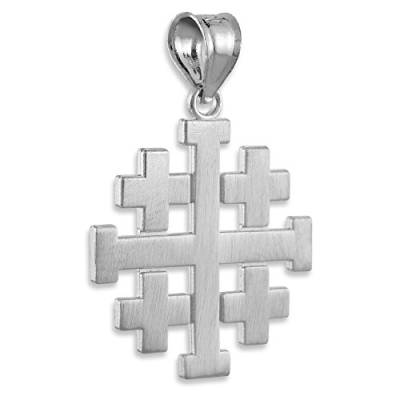 Kleine Schätze - Matte Silver Jerusalem Crusaders Kreuz Anhänger von Kleine Schätze