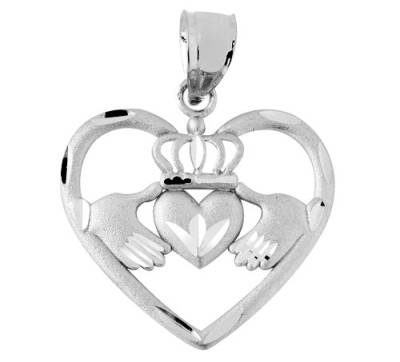 Kleine Schätze Silber Claddagh Anhänger Halskette in Herz (Verfügbare Kettenlänge 40 cm - 45CM - 50CM- 55CM) von Kleine Schätze