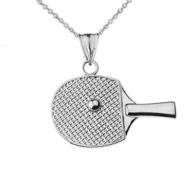 Kleine Schätze Tischtennis Schläger Sport Anhänger Halskette in Sterling Silber (Verfügbare Kettenlänge 40 cm - 45CM - 50CM- 55CM) von Kleine Schätze