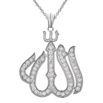 Large Sterling Silber Zirkonia Allah Anhänger Halskette (Kommt mit Einer 45 cm Kette) von Kleine Schätze