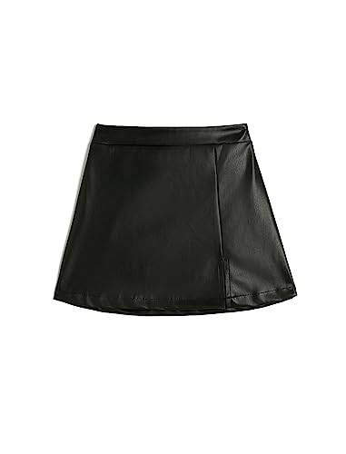 Koton Girls Faux Leather Mini Skirt Slit Detail Elastic Waistband von Koton