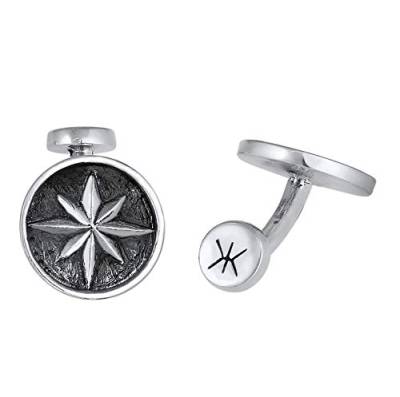 Kuzzoi Manschettenknöpfe für Herren mit Kompass Symbol im Vintage Design, 925 Sterling Silber oxidiert, Maritime Cufflinks für das Hemd, Stilvolles Männer Geschenk für Hochzeit und Geburtstag von Kuzzoi