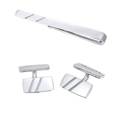 Kuzzoi Manschettenknöpfe & Krawattennadel für Herren im klassischen Design, Herren Accessoire Set aus 925 Sterling Silber mit modischen Details, Männer Geschenk für Hochzeit und Geburtstag von Kuzzoi