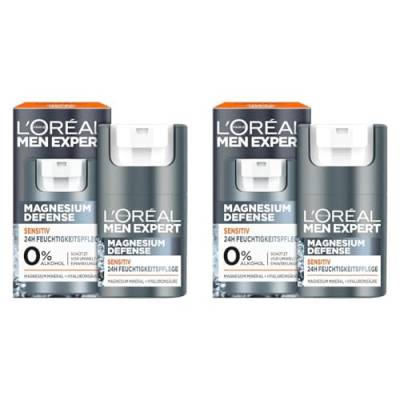 L'Oréal Men Expert Sensitiv Gesichtspflege für Männer, Beruhigende Feuchtigkeitscreme für empfindliche Haut, Gesichtscreme für Herren mit Magnesium und Hyaluronsäure, Magnesium Defense, 1 x 50 ml von L'Oréal Men Expert