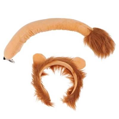 LALAFINA Kuscheltier Tierohren Und Schwanzset Jungle Party Hair Hoop Plüsch Tierstirnband Kostüm- Cosplay- Accessoires für M?dchen (L?we) Haarschmuck von LALAFINA