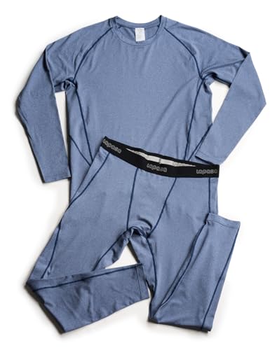 LAPASA Herren sportliche Thermounterwäsche Set, Thermo Oberteil & Lange Unterhosen Funktionsunterwäsche Skiunterwäsche Sets für Winter Sport (Thermoflux M53), Blau+Navy,XXL von LAPASA