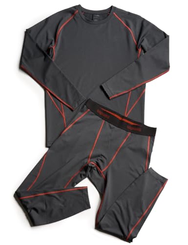 LAPASA Herren sportliche Thermounterwäsche Set, Thermo Oberteil & Lange Unterhosen Funktionsunterwäsche Skiunterwäsche Sets für Winter Sport (Thermoflux M53) von LAPASA