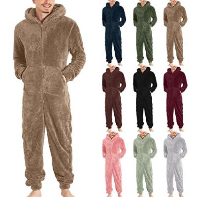 LCpddajlspig Herren Paar Jumpsuit Kuschelig Lustig Lang Pyjama Winter Warm Plüsch Overall Schlafoverall Reißverschluss Teddy Fleece Einteiler Onesie Einteiler Onesie Schlafanzug von LCpddajlspig