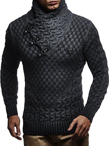 Leif Nelson Herren Strickpullover Schwarz mit Schalkragen/Hochwertiger Winterpullover in Regular Fit, ideal für Casual und Business, Langarm Größe S von Leif Nelson