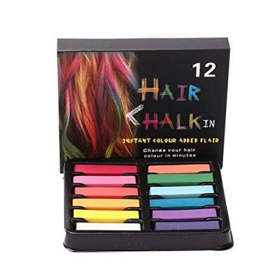 12-teiliges Haarfärbekreide-Set, Temporäre Haarfarbe, Färbemittel für Haare, Pastell-Färbestift-Set, Waschbare Haarkreide für Mädchen, Beauty-Tool, Haarkreide-Set für Party, (12 von LJCM