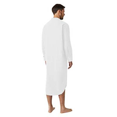 Herren Roben Home Schlafanzug Lockere Langarm Nachthemd Bequem Pyjamaoberteil Einfarbig Schlafshirt Nachtwäsche Casual Pullover Lang Männer Daily Kleidung mit Brusttaschen von LOIJMK