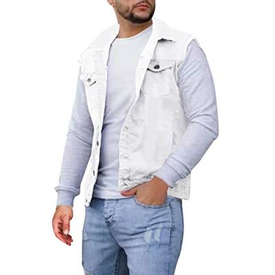 LOIJMK Einfarbig Jeansweste Herren Rever Mit KnöPfen Jeanswesten MäNner Slim Fit Soild Casual üBergangsjacke Herbst Winter Leichte Freizeitweste Vintage Mittelalter Weste Motorrad von LOIJMK