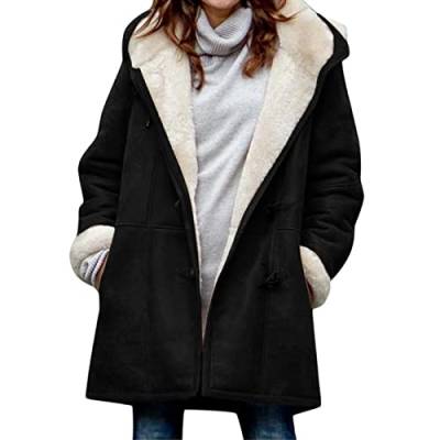 LOIJMK Winter Jacken Damen mit Kapuze Winterparka Plüsch Gefütterte Winterjacke Dicker Warm Wintermantel Damenmantel Damenjacke Teddy Kapuzenjacke mit Taschen Lässige Hoodies Fleecejacke Outdoorjacke von LOIJMK