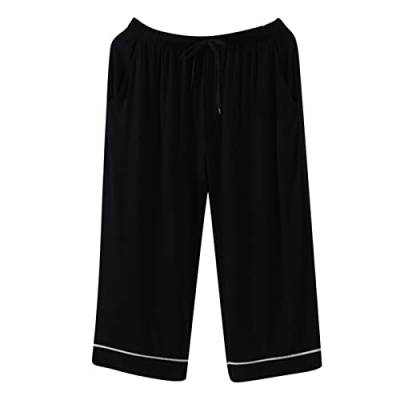 Schlafanzughose Herren 3/4 MäNner Pyjamahose High Rise Gerade Locker Homewear Herren Mode Und Casual Hausanzug Weich Bequeme Atmungsaktiv Loungewear Trainingshose von LOIJMK