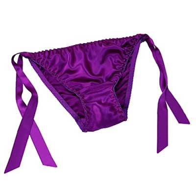 Lsharon Sexy Dessous, Damenunterwäsche, Slip, Tanga, aus 100 % Maulbeerseide Gr. M, dunkelviolett von LSHARON