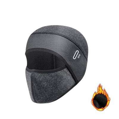 LUCKKY Gesichtsschutz-Fahrradhaube aus Eisseide, Ice Silk face Protection Cycling Hood, Winter Sturmhaube für Herren und Damen, Winddicht Thermo Balaclava Gesichtsmaske Skimaske (Fleece, Grau) von LUCKKY