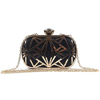 LUI SUI Frauen Kunstleder Metall Hohl Clutch Bag Exquisite Abend Handtaschen Schultertasche für Party Cocktail Hochzeit Schwarz von LUI SUI