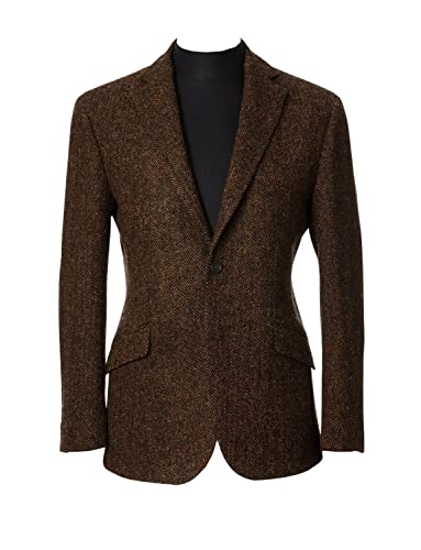 Lacoac Herren Sakko mit Fischgrätenmuster Kerb Revers Mantel Anzugjacke mit einem Knopf Hochzeit Formal Täglich von Lacoac