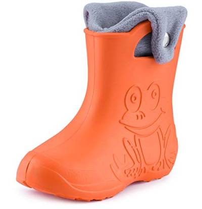 Ladeheid EVA Kinder Jungen Mädchen Gummistiefel Regenschuhe gefüttert Regenstiefel Gummischuhe LA-CA-04 (Orange/Grau, 34/35 EU) von Ladeheid