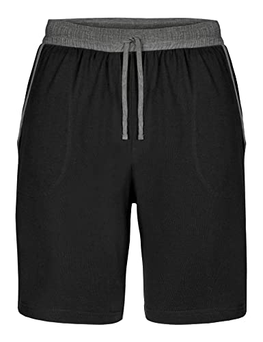 Ladeheid Herren Schlafanzughose kurz Herren Kurz Hose mit Taschen Shorts für Herren LA40-253 (Schwarz-Dunkelmelange, M) von Ladeheid