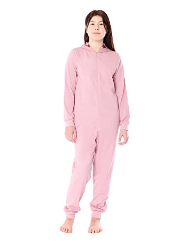 Ladeheid Mädchen Teenager Schlafoverall aus Baumwolle Tierkostüm Jumpsuit bunt Tiermotiv Verkleidung mit Kapuze LA40-233 (Rosa Schweinchen, 176) von Ladeheid