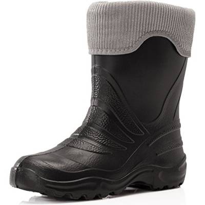 Ladeheid Kinder Mädchen Jungen federleichte EVA Thermo Gummistiefel gefüttert LA-861 (Schwarz/Grau, 22/23 EU) von Ladeheid