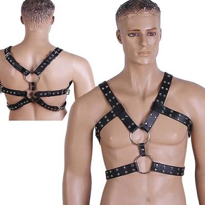 Layhou Herren-Leder-Sexy-Unterwäsche, verstellbarer Body-Bondage-Brustgurt für Männer von Layhou