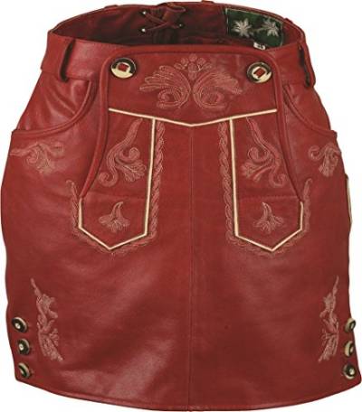 Tachten Lederrock kurz Damen -Leder Rock Vintage Damen- Nappa antik - Trachtenrock Knielang - Kurzer Lederrock Damen Tracht echt Leder alt Rot antik (32, Alt Rot antik) von LederGwand