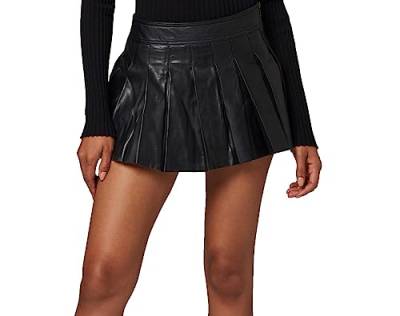 Lederrock Janet Damen echtem Lamm Nappa Leder Minirock Partyrock (Schwarz, M) von Lederrock