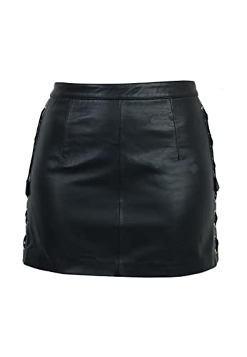 Lederrock Rika Damen echtem Lamm Nappa Leder Minirock Partyrock (Schwarz, M) von Lederrock