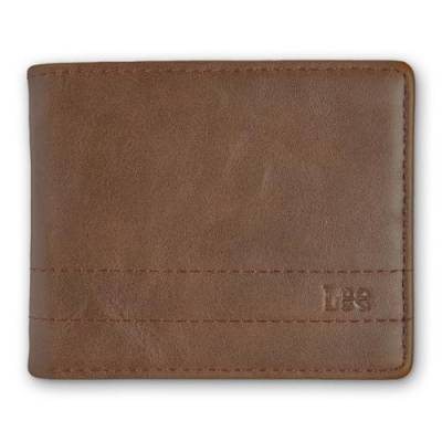 Lee Herren Bifold Extra Kapazität Geldbörse Casual Alltag Minimalistische Bargeld und Kartenhalter mit Flip ID Fenster Pass Case, Braun von Lee