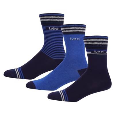 Lee Herren Smart Crew Socken in Schwarz/Gestreift | Designer-Kniestrümpfe für den Alltag | Ultraweich und atmungsaktiv aus Viskose aus Bambus | Größe 6-8,5, Mehrfachpackung mit 3 Paar. von Lee