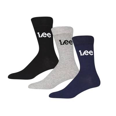 Lee Unisex Smart Crew Socken in Schwarz/Grau/Navy | Herren- und Damen-Niedrigschaft-Designer-Dress-Socken für lässiges Tragen | Ultra weich und atmungsaktiv, baumwollreich | Größe 8,5-11, Dreierpack von Lee