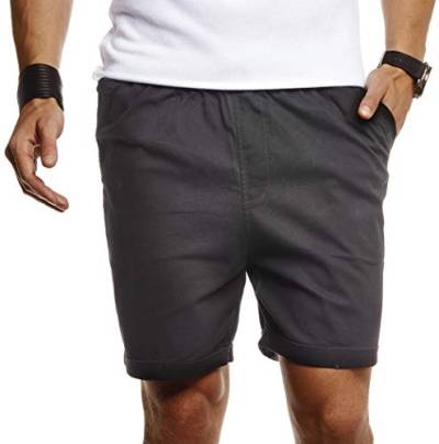 Leif Nelson Herren Kurze Hose für Sommer Slim Fit Kurze Chino Herren Shorts Hose für Männer Kurze Jogginghose Sommer Kurze Chinohose für Freizeit Cargo schwarz Bermuda LN8290 Schwarz Large von Leif Nelson