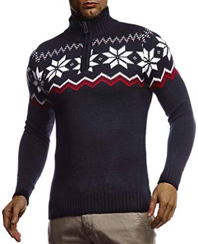 Leif Nelson Herren Strickpullover Pullover Norwegerpullover Winterpullover Norweger Muster Grobstrickpullover Männer Pulli für Weihnachten Winter SIM Fit LN20758 S Blau von Leif Nelson