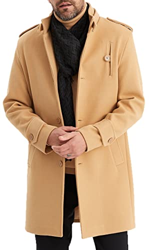 Leif Nelson Mantel Herren braune Jacke Kurzmantel Slim Fit Wollmantel Wintermantel Übergangsjacke Männer Winter Trenchcoat Lange Freizeitjacke Business Größe M von Leif Nelson