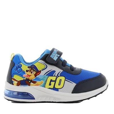 PAW PATROL Kinderschuhe mit Licht von 2 bis 6 Jahre, LED Leuchtschuhe Jungen und Mädchen 28 EU mit Chase und Marshall Motiv, Turnschuhe mit Klettverschluss, Sneaker ideal fur Schule und Freizeit, Blau von Leomil