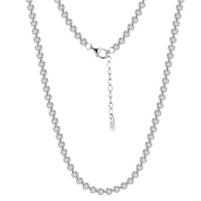 Lieson Halskette Silber 925, Kette Damen Panzerkette Elegant 2.5MM Rund Zirkonia Kette Silber Verstellbare 36CM, Geburtstag Muttertag Weihnachten Geschenk für Mama Ehefrau Freundin von Lieson