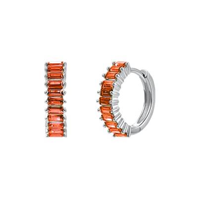 Lieson Mädchen Ohrringe, Creolen Silber 925 Damen Elegant Rechteckig Zirkonia Orange Knorpel Hochzeit Ohrringe Silber von Lieson