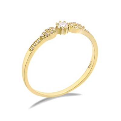 Lieson Verlobungsring Damen, Eheringe Gold 750 18K Einfach 8 Zinken Rund Diamant mit Moissanit Partnerringe Gelbgold Gr. 66 (21.0) von Lieson