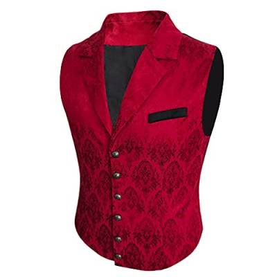 Herren viktorianische Anzugweste Steampunk Gothic Weste - Rot - Large von Lioop