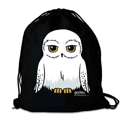 Logoshirt® Harry Potter I Eule I Hedwig I Turnbeutel I Stoffbeutel I Stoffrucksack I Bedruckt I schwarz I AZO-Free I Stabiler Kordelzug I Lizenziertes Design von Logoshirt