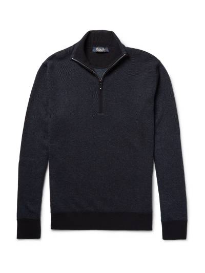 Loro Piana - Roadster Striped Cashmere Half-Zip Sweater - Men - Blue - IT 52 von Loro Piana