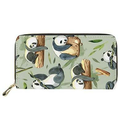 Lsjuee Lange Brieftasche mit Cartoon-Panda-Druck, Reißverschluss, für Frauen, Mädchen, Kreditkarten, Telefon, Schlüsselhalter, Handtasche, Geld-Organizer, Geldbeutel von Lsjuee